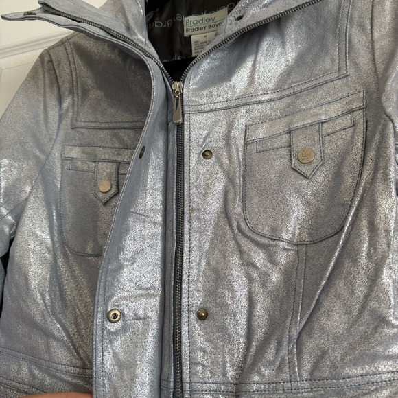 Bradley Bayou Silver Leather Jacket NWT size Medium - Picture 7 of 9